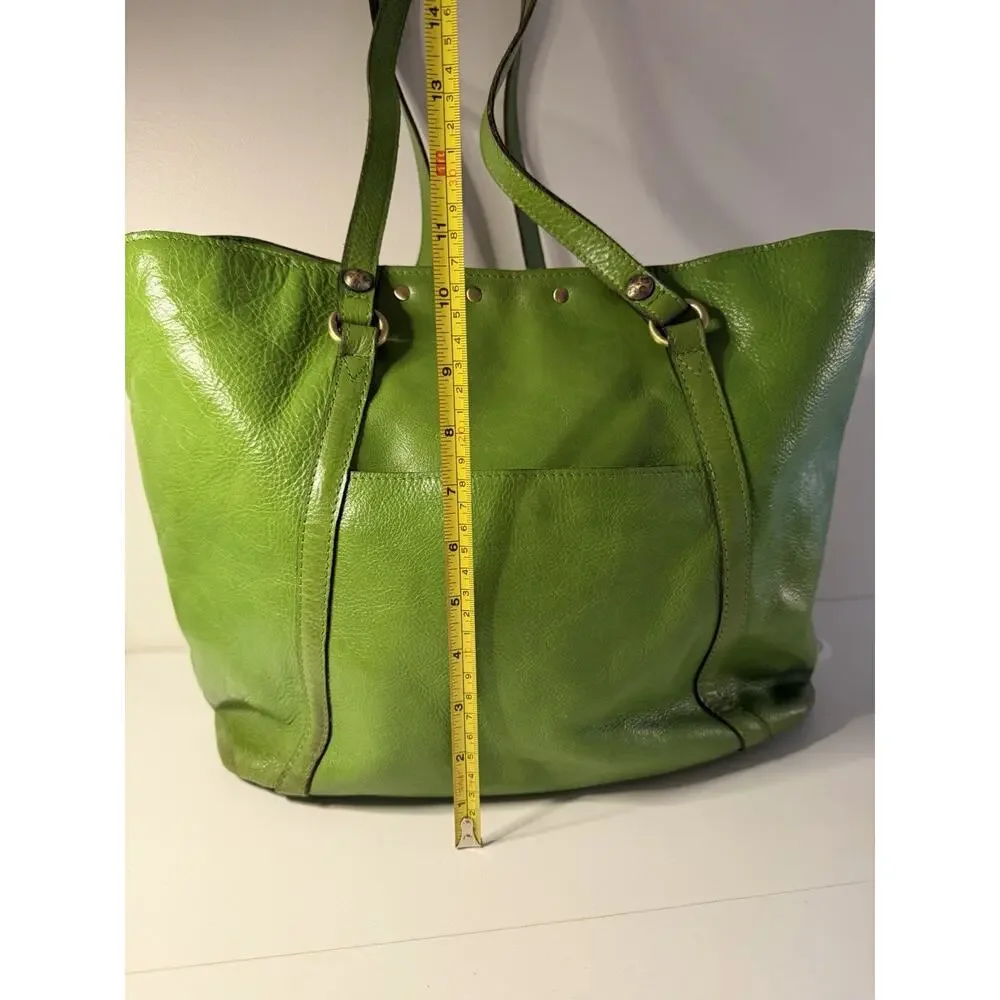 PATRICIA NASH Heritage Leather Tote Bag Turn Lock Green Boho Chic Streetwear LUX